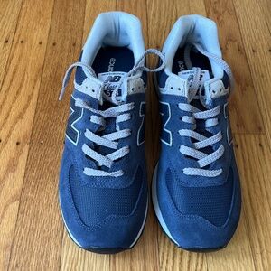 NEW BALANCE 574 leather-trimmed suede and mesh sneakers
